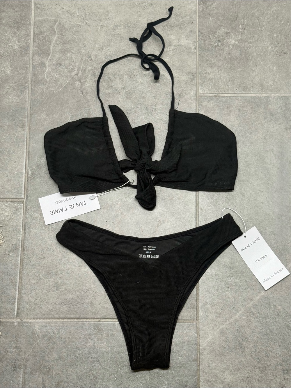 Tan Je T’aime Tan-Through Black Bikini Set